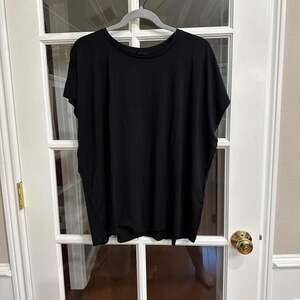 Eileen Fisher Black Oversized Cotton T-Shirt, Plus Size 1X - Minimalist Basic